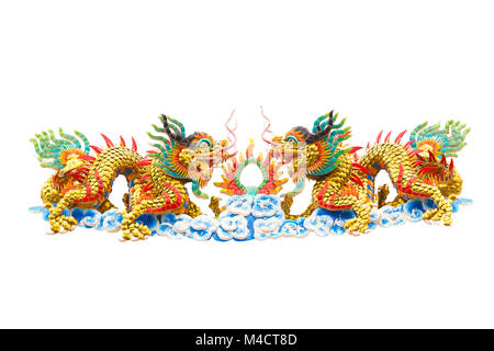 Beautiful chinese dragon statue with sun light background. Stock Photo