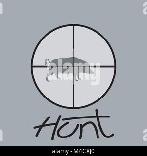 Hunter sniper scope crosshair aiming  boar vector illustration Stock Vector