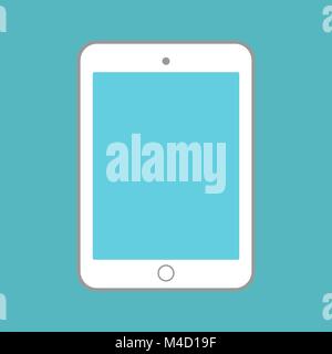White tablet with blue screen on blue background vector eps10. Stock Vector