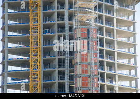 Detail of high rise housing redevelopment on Thames Chelsea Stock Photo