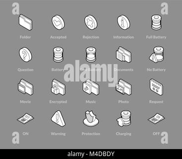 Isometric outline icons set Stock Vector