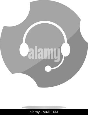 Headphones icon on round internet button original illustration Stock Photo