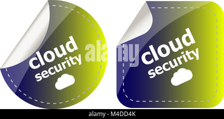 cloud security stickers label tag set isolated on white Stock Photo