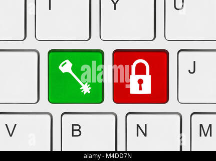 Computer keyboard with two security keys Stock Photo