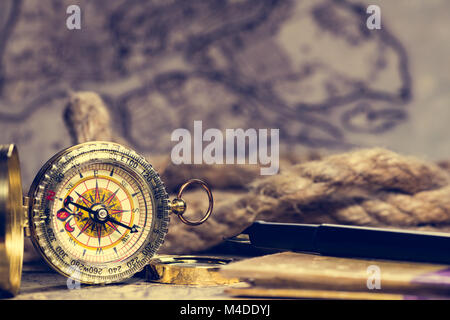 compass on the world map Stock Photo