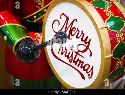 Christmas drum with words closeup colored red and green Stock Photo