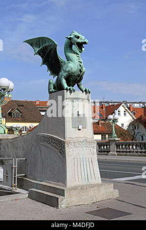 Dragon Bridge Ljubljana Stock Photo