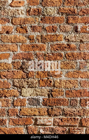 Detailed old red brick wall background texture Stock Photo