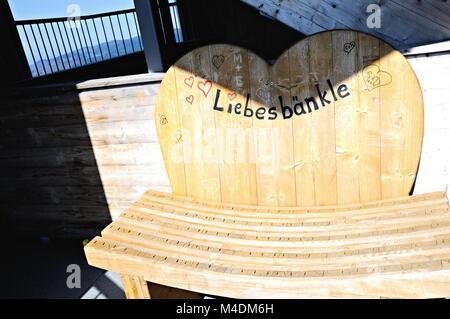 Love bench in the Buchkopf tower Oppenau Black Forest Germany Stock Photo