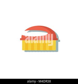 Cleaning service. Flat brush fetlock vector icon logo illustration. Stock Vector