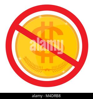 Forbidden sign with dollar icon. Stock Vector