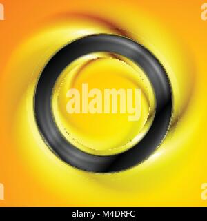 Smooth black ring on bright orange background. Vector design Stock Vector