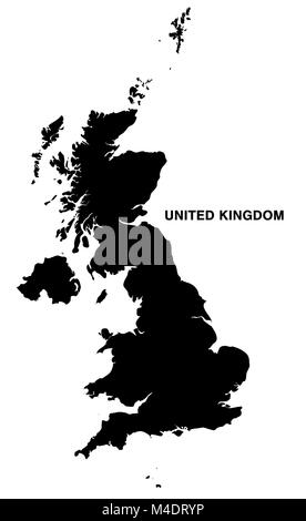 united kingdom map silhouette on white background Stock Vector