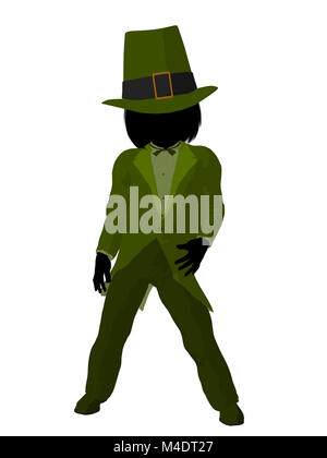 Leprechaun girl silhouette on a white background Stock Photo