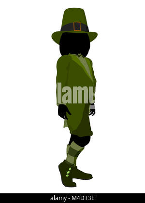 Leprechaun girl silhouette on a white background Stock Photo