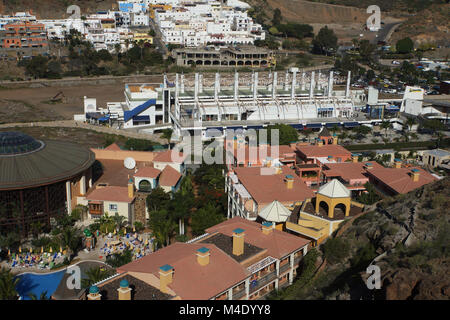 view from the coast road over Puerto de Mogan Stock Photo