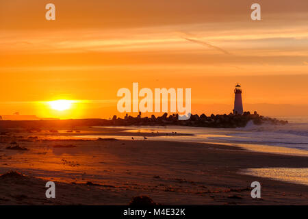 Santa Cruz Breakwater Light (Walton Lighthouse) at sunrise Stock Photo