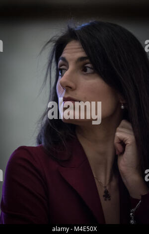 Rome, Italy. 15th Feb, 2018. Press conference of the Mayor of Rome Virginia Raggi, the Councillor for Sport, Youth Policies and Major Citizens' Events Daniele Frongia and the President of the Capitoline Sport Commission Angelo Diario present the New Regulations for Municipal Sports Facilities. Credit: Andrea Ronchini/Pacific Press/Alamy Live News Stock Photo