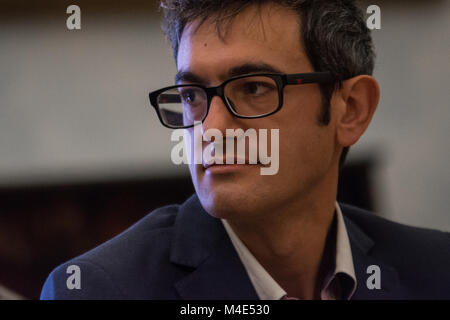 Rome, Italy. 15th Feb, 2018. Press conference of the Mayor of Rome Virginia Raggi, the Councillor for Sport, Youth Policies and Major Citizens' Events Daniele Frongia and the President of the Capitoline Sport Commission Angelo Diario present the New Regulations for Municipal Sports Facilities. Credit: Andrea Ronchini/Pacific Press/Alamy Live News Stock Photo