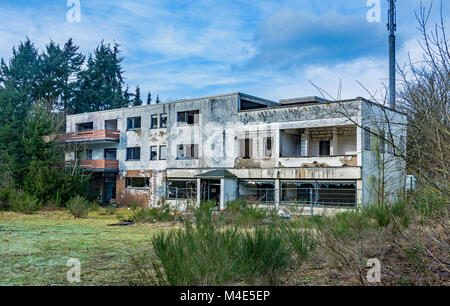 abandoned places - old hotel in the middle of nowhere Stock Photo