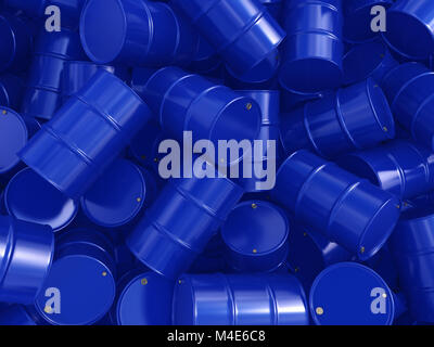 3D rendering blue barrels Stock Photo