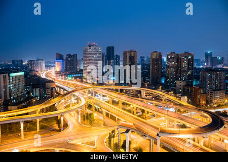 chengdu overpass at night Stock Photo