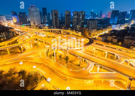 city interchange in chengdu at night Stock Photo