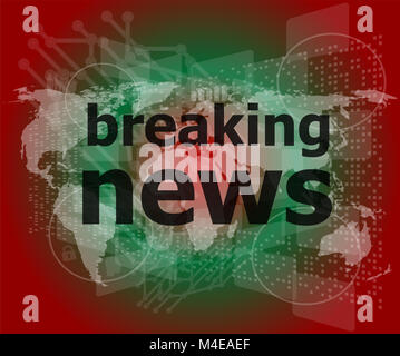 News and press concept: words breaking news on digital screen Stock Photo
