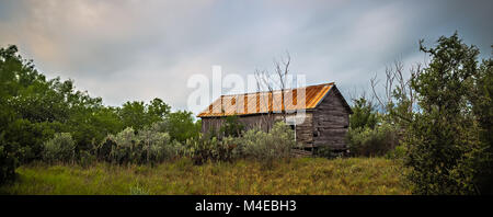 abandoned log cabin house deep woods in texas Stock Photo