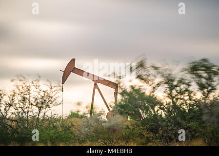 Oil and gas well fracking equipment in the field Stock Photo