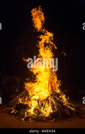 Close up of big fire with red and yellow flames Stock Photo