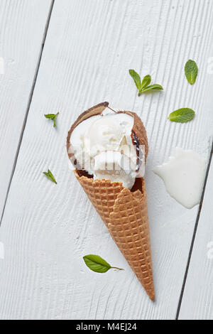 Ice cream in waffle cone Stock Photo