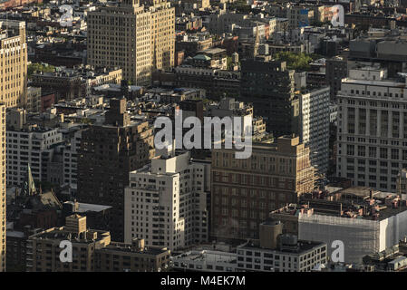 Aerial shot of Lower Manhattan and the Financial District in New York ...