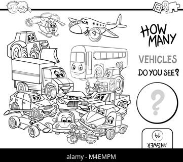 counting vehicles coloring book Stock Photo: 174891018 - Alamy