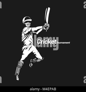 minimal logo of batsman vector illustration. Stock Vector