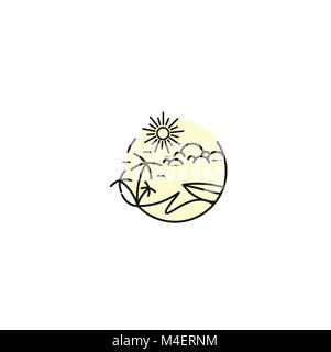 Island and palm modern vector illustration pictogram Stock Vector