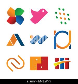 Simple Abstract Corporate Symbol Shape Vector Illustration Graphic Design Set Stock Vector