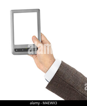 Hand with E-book reader Stock Photo