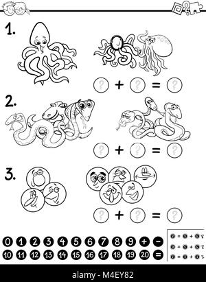 count and calculate game coloring page Stock Photo - Alamy