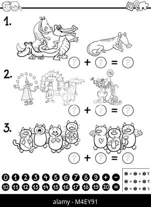 count and calculate game coloring page Stock Photo - Alamy