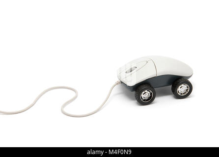 Computer mouse with wheels isolated on white with clipping path Stock Photo