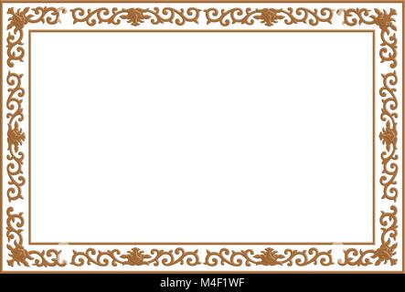 realistic floral wood carving border frame for exposition, show and display image, text and works, illustration Stock Vector