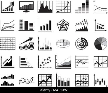 variations of business graph icon set, vector Stock Vector