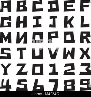 black square uppercase font, art font Stock Vector