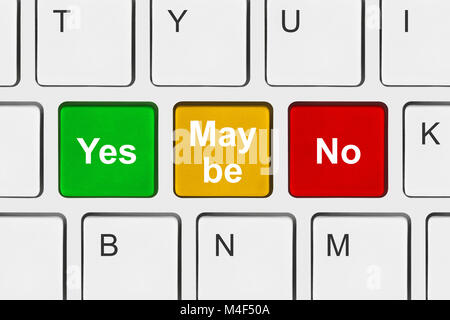 Computer keyboard with Yes No and Maybe keys Stock Photo