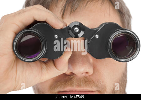 Man with binoculars Stock Photo