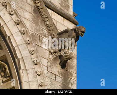 A gargoyle above the ornate West Doorway of Saint Fin Barre's Cathedral in the city of Cork, Ireland.  It was the first major commission for the Victo Stock Photo