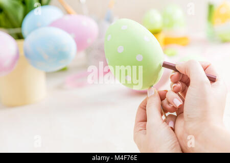 Easter egg handcrafted at home. Stock Photo