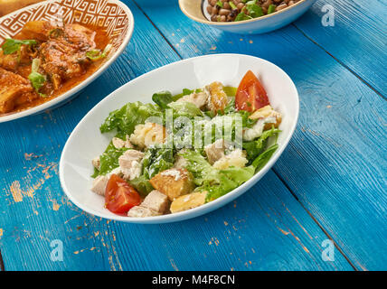 Kale Caesar Salad , salad garlicky greek yogurt  with the croutons and shaved Parmesan. Stock Photo