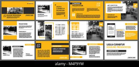 Yellow presentation templates and infographics elements background. Use for business annual report, flyer, corporate marketing, leaflet, advertising,  Stock Vector